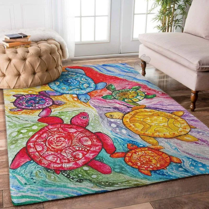 

Sea turtle 3D Printed Rugs Mat Rugs Anti-slip Large Rug Carpet Home Decoration Living Flannel Print Bedroom Non-slip Floor Rug