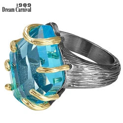 DreamCarnival1989 Barroco Rings for Women Hot Wedding Jewelry Pentagonal Fine Cut Big Blue Zircon Pronged Christmas Gift WA11907