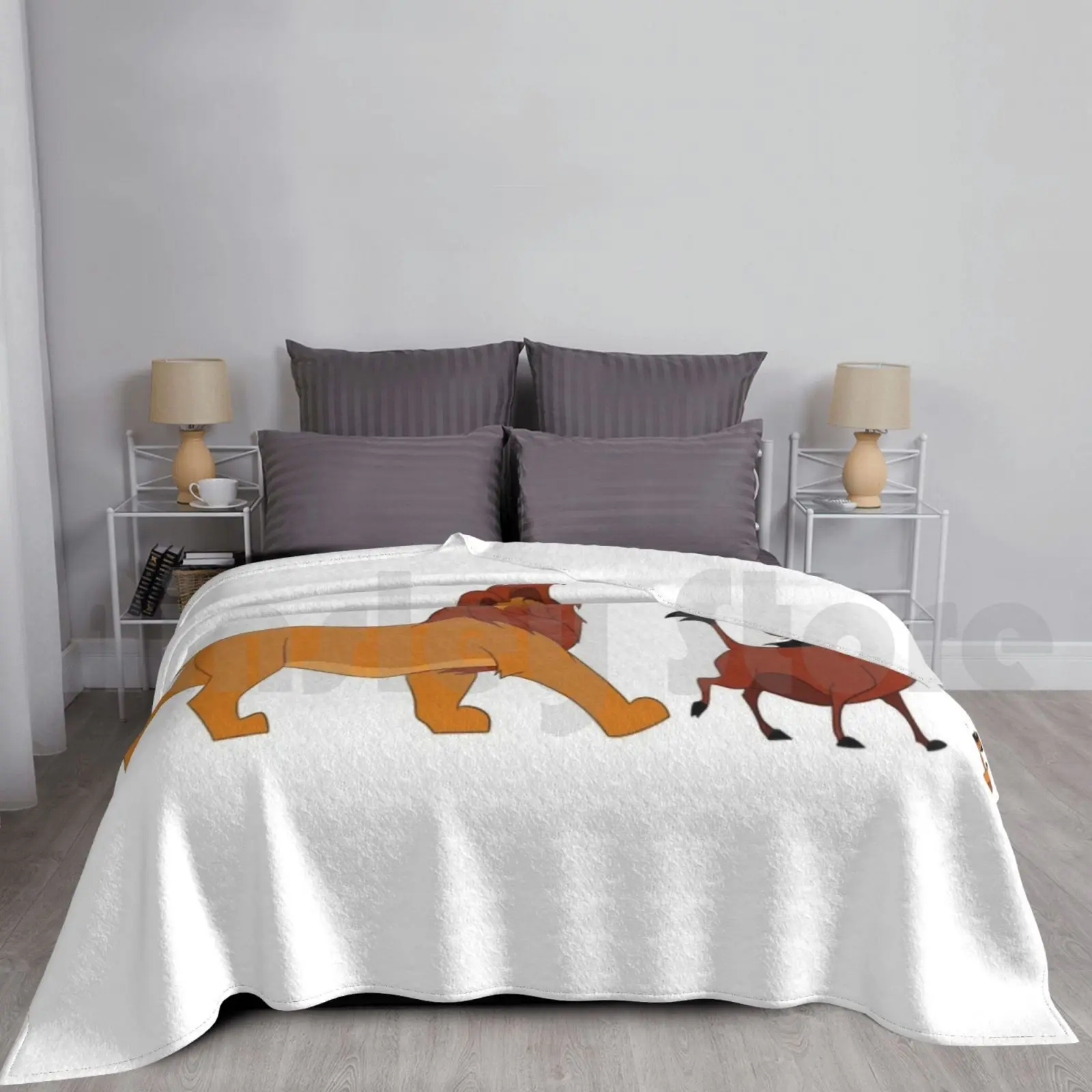 Lion King Blanket Fashion Custom Lion King Yellow Simba Pumba Cute Movie Singing Brown Animated Pig Meerkat