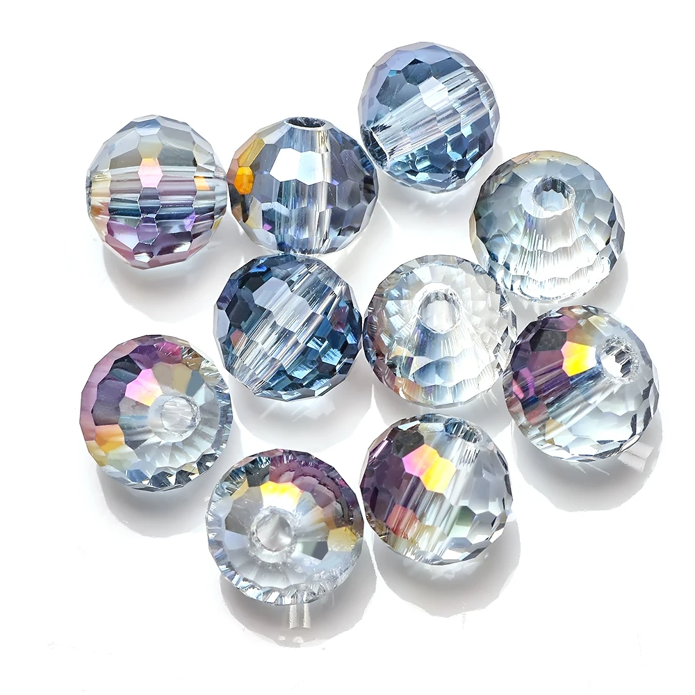 10pcs Austria Glass Round Beaded 14/16mm Natural Stone Big Hole Beads Cheap Beading DIY Making Charms Necklace Crystals Jewelry