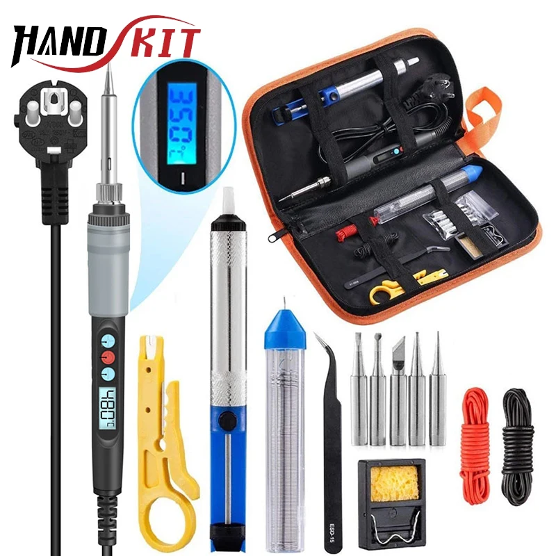 90W Soldering Iron Set Wire Stripper Vacuum Tin Sucker Kit Auto Sleep Digital Solder Iron Protable Repair Welding Tools