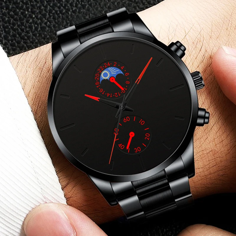 2022 Fashion Mens Watches Luxury Men Black Stainless Steel Quartz Wristwatch Man Business Casual Leather Watch relogio masculino