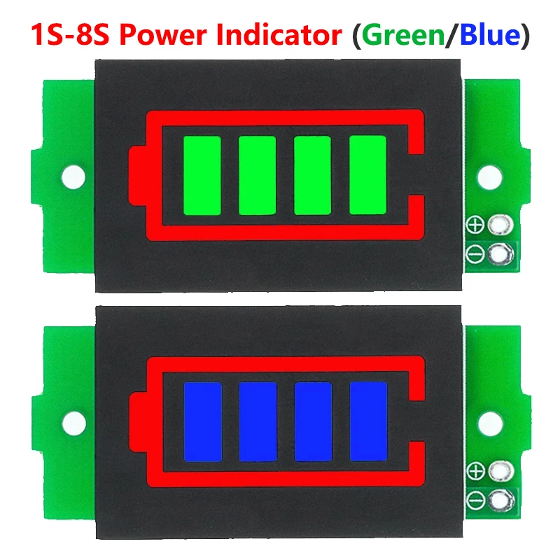 1S-4S-8S pojedynczy moduł wskaźnika pojemności baterii litowej 3,7 V 4,2 V niebieski wyświetlacz Tester mocy akumulatora pojazdu elektrycznego Li-ion