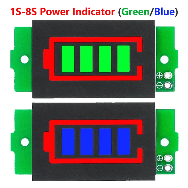 1S-4S-8S pojedynczy moduł wskaźnika pojemności baterii litowej 3,7 V 4,2 V niebieski wyświetlacz Tester mocy akumulatora pojazdu elektrycznego Li-ion