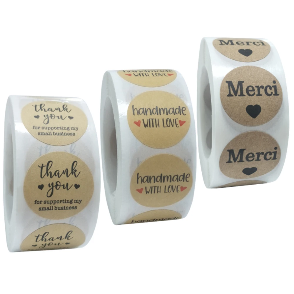 Merci French thank you seal labels Stickers Self-Adhesive Wedding Party Cards Gifts Box Package Label Sealing handmade sticker