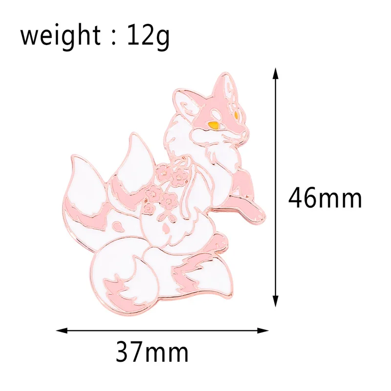 أربعة الذيل زهرة الثعلب الصلب بروش فريد Kitsunes الكرتون النبات الباستيل ساكورا التلبيب دبوس الملابس القبعات ظهره الجينز اكسسوارات