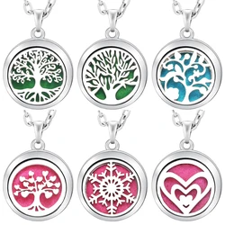 New Stainless Steel Fashion Tree Of Life  Aromatherapy Necklace Essential Oil Diffuser Perfume Locket Pendant Women Jewelry Gift