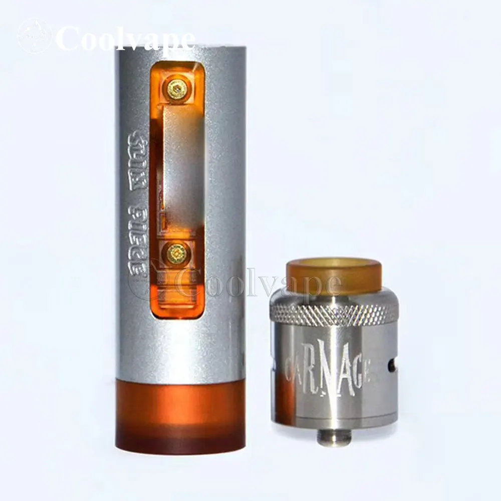 Coolvape peça fina mod mods mecânicos com carnage rda 25mm de diâmetro material de latão 18650 bateria e-cigarro mech mod vape