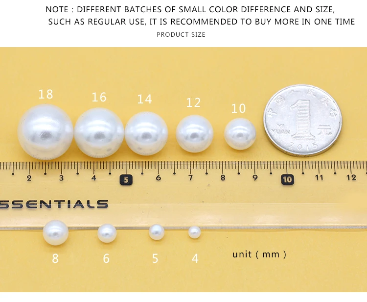 3/4/5/6/7/8/10/12//14/16/18/20MM Alto Luminoso Senza Foro Bianco FAI DA TE Imitazione Indumento Perline Perla ABS Perline Rotonde Gioielli