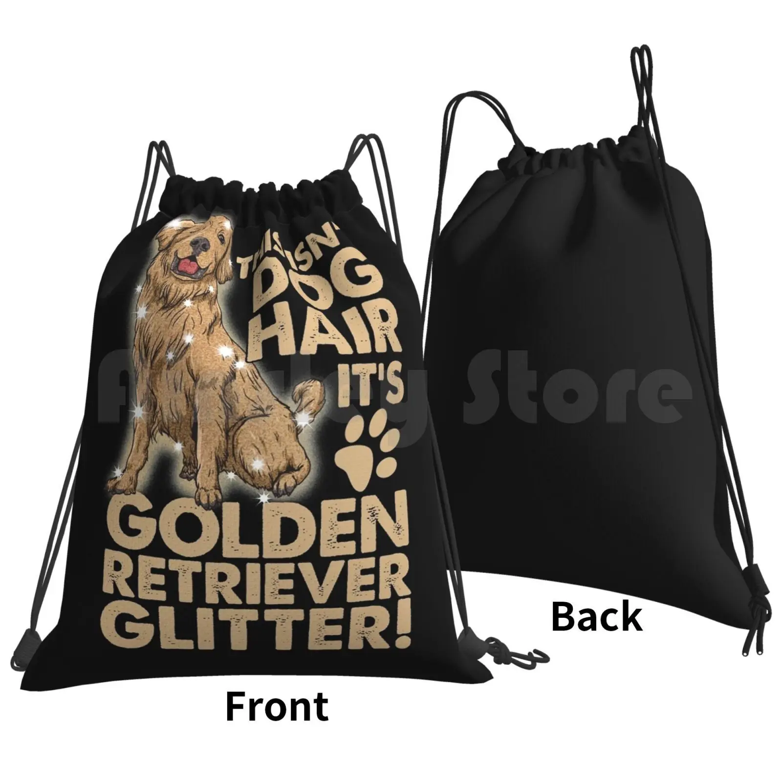 Golden Retriever Dog Glitter Backpack Drawstring Bag Riding Climbing Gym Bag Golden Retriever Dog Golden Retriever Golden