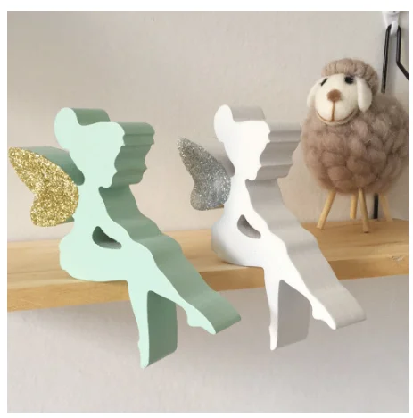 Nordic Kids Room Decor Wooden Angle Figurine Children Bedroom Scandiniavian Decor Nursery Kids Room Decoration Doll Toy