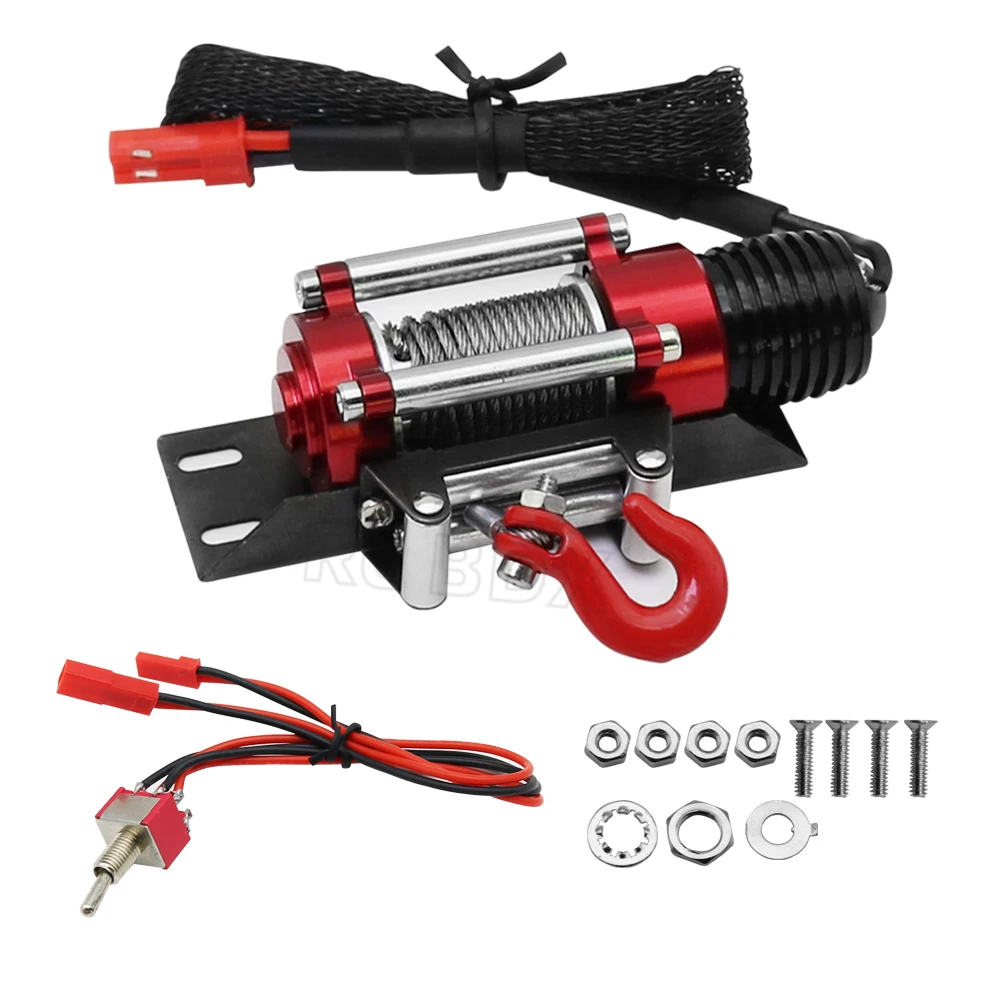 RC Car Metal Steel Wired Automatic Simulated Winch for 1/10 RC Crawler Car Axial SCX10 II III RBX10 D110 D90 TRX4 TRX6