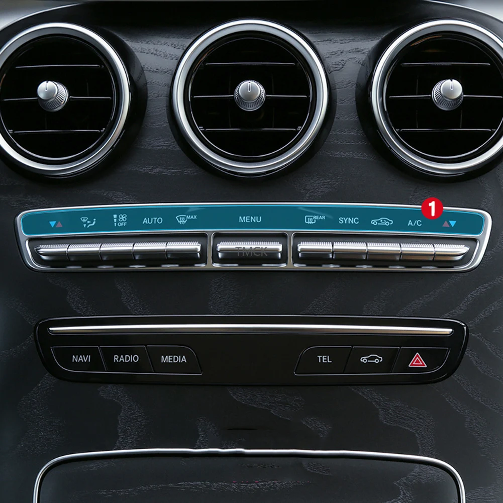 메르세데스 벤츠 C E GLC 클래스 W205 W213 X253 용 자동차 센터 컨트롤 AC 스크린 버튼, 시계 테이블 워치 멤브레인 프로텍터 필름