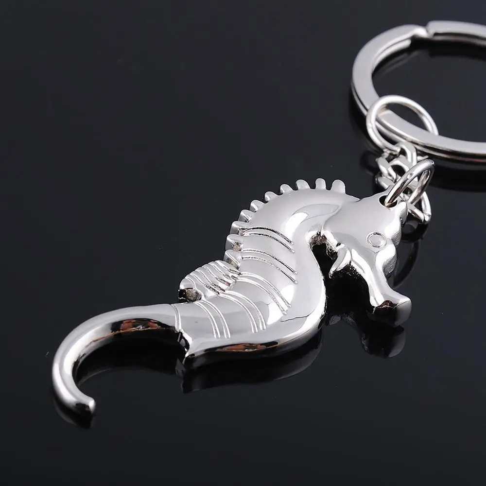 Seahorse Beer Bottle Opener Keychain Hippocampus Key Chain Sea Horse Key Ring Cute Marine Animal Key Holder