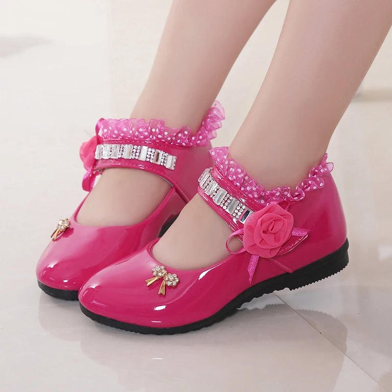 2020 New Children Elegant Princess PU Leather Sandals Kids Girls Wedding Dress Party Beaded Shoes For Girls