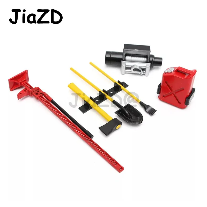 

6Pcs Mini Fuel Tank Winch Jack Tools Decoration Set Kit RC Accessories for Axial SCX10 TAMIYA CC01 D90 D110 RC Truck Car Parts