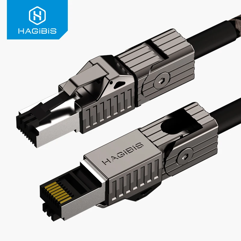 Hagibis – câble Ethernet Cat8 Super rapide, cordon de raccordement réseau RJ45 S/FTP Cat8 lan avec connecteur en alliage pour routeur PC, 40Gbps