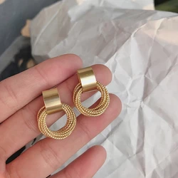 Retro Metal Gold Color Multiple Small Circle Stud Earrings for Women Korean Jewelry Fashion Wedding Party Earrings Jewelry Gifts