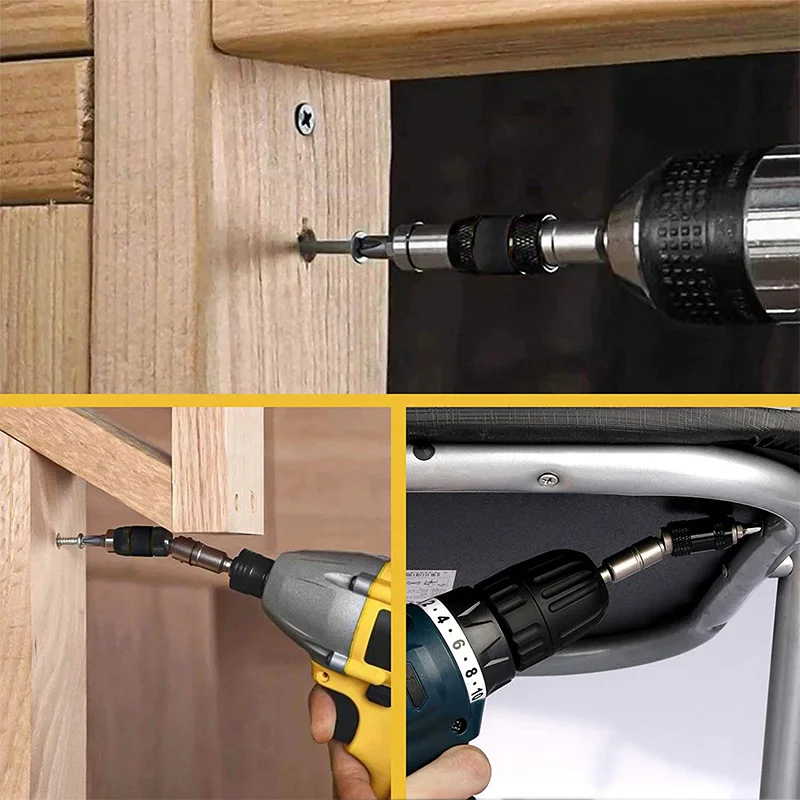 Punta de taladro de tornillo magnético hexagonal de 1/4 pulgadas, soporte de broca de bloqueo de cambio rápido, guía de accionamiento, varilla de extensión de broca, herramienta para madera