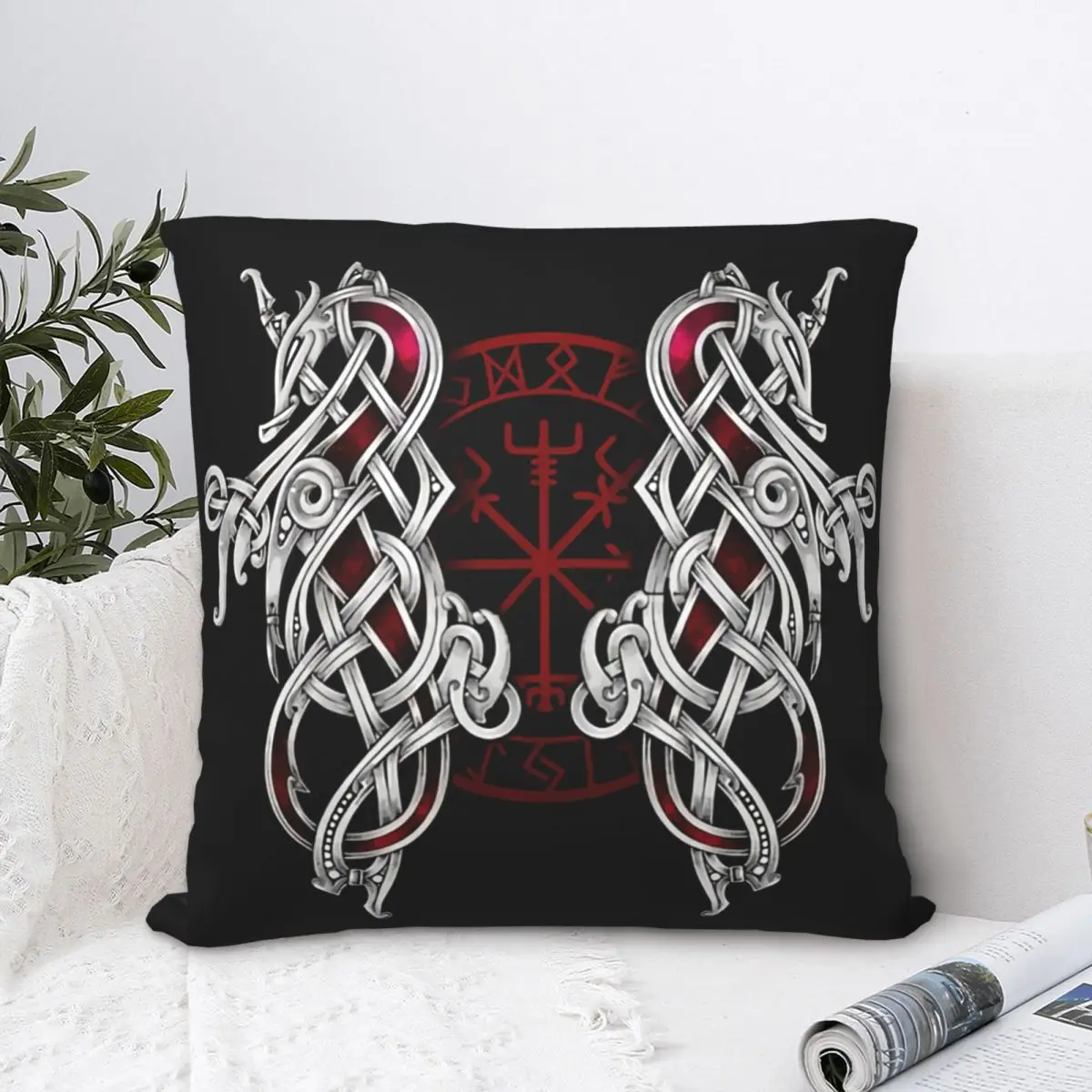 

Nidhogg Valhalla Vegvisir Throw Pillow Case Viking Norse Mythology Cushion For Home Sofa Chair Decorative Hug Pillowcase