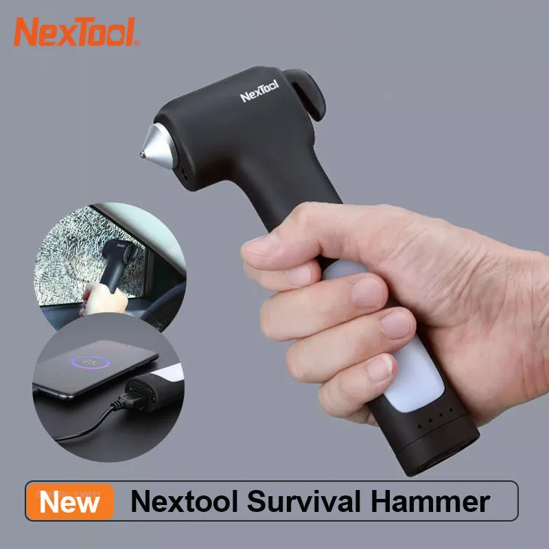 

NexTool Multifunctional Survival Hammer Car Window Breaker USB Recharging Power Bank Car Emergency Lamp Survival for xiaomi Tool