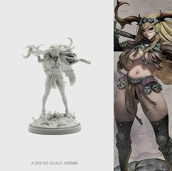 35mm  Resin Figure Kits Model Antler Forest Goddess Self-assembled  A-209