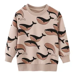 Saut mètres nouvelle arrivée automne garçons filles Sweatshirts coton baleine imprimé vente chaude enfants vêtements manches longues Sport chemises