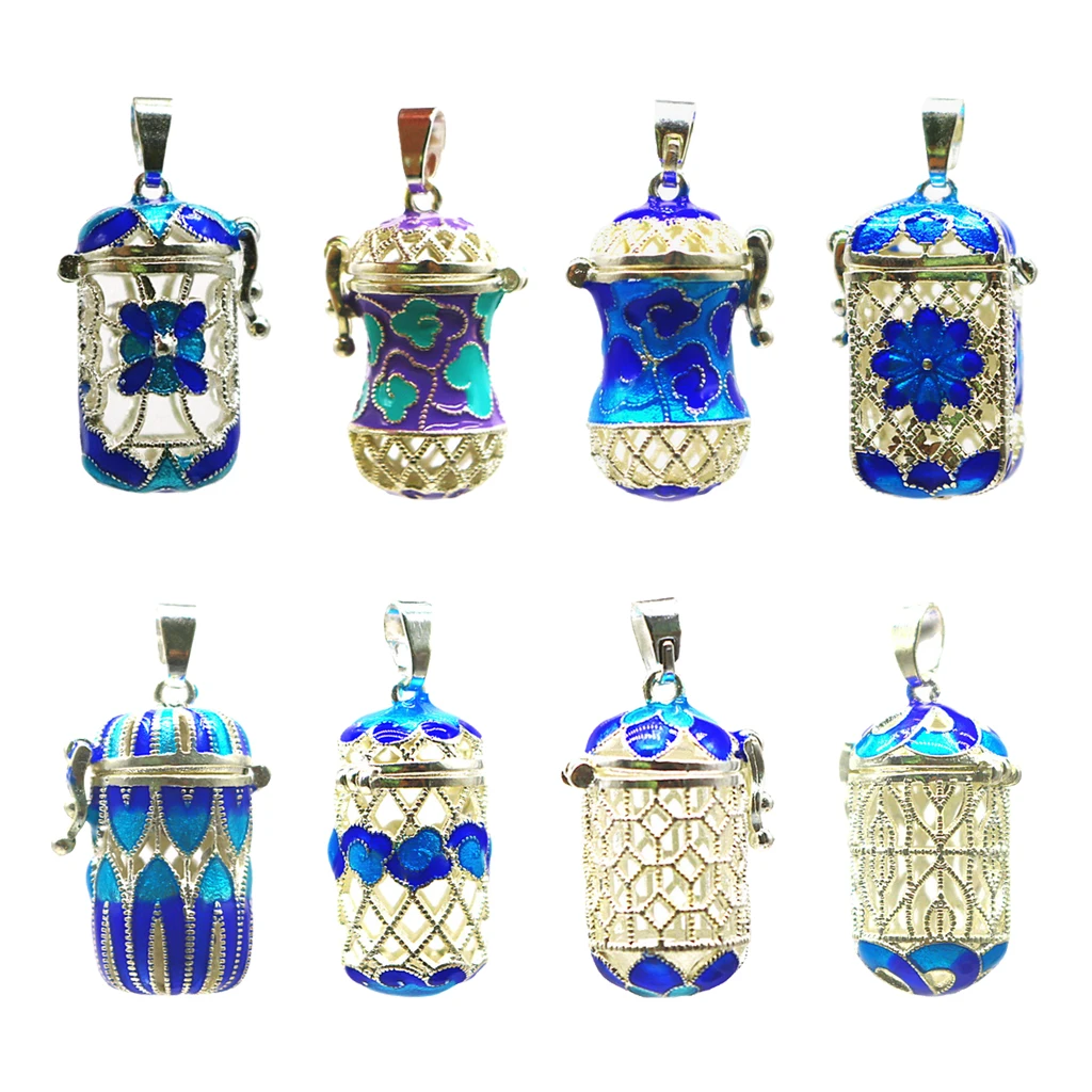 Essential Oil Diffuser Pendant Perfume Cage Locket Hollow Out Enamel Bottle