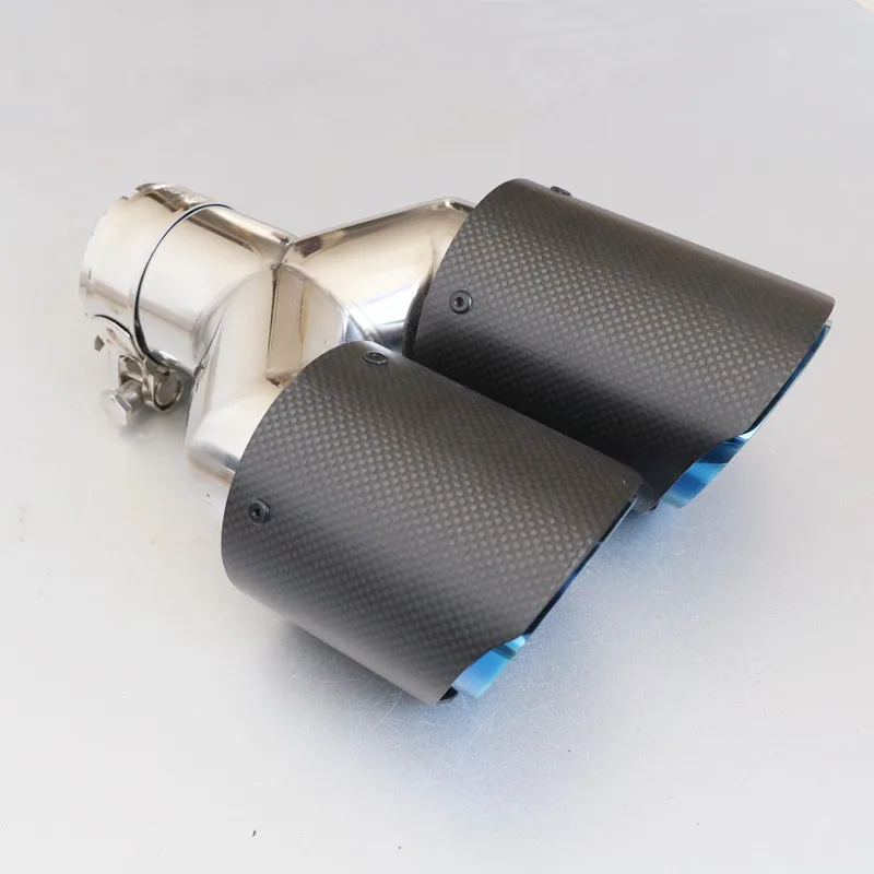 1 Pair: For Akrapovic Dual Tip Carbon Fiber Exhaust Pipe 304 Stainless Steel Double End Pipe