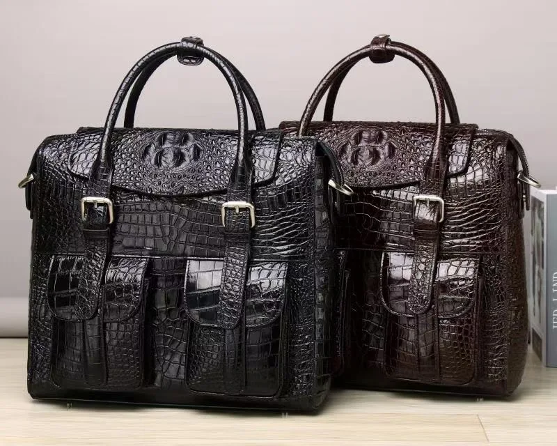 New Leather Man bag handbag business briefcase crocodile large capacity man computer bag shoulder bag