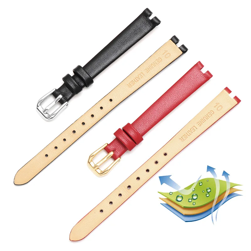 Ultrathin Leather Watch Band with Pin Buckle, Female\'s Strap, Concave Interface, 8mm, 10mm, 12mm, 1853 T003, 209