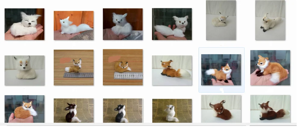 Handmade Artificial Fox Hard Model Ornament in Polyethylene And Furs for Desktop Home Decor Gift