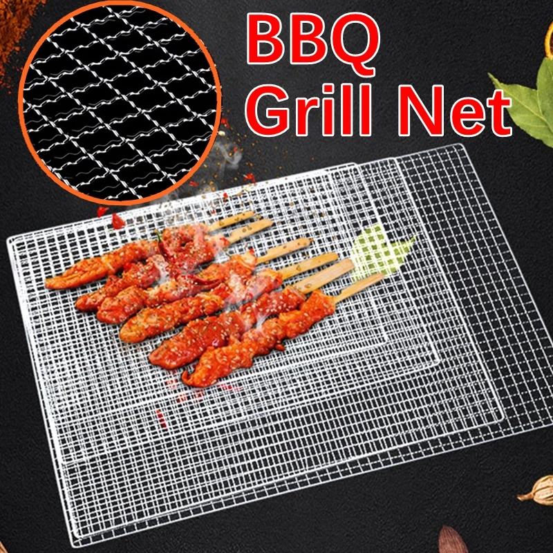 Platz BBQ Grill Mesh-Matte 304 Edelstahl Grill Draht Mesh Outdoor Camping Topf Rack Korean Barbecue Nicht-stick grillen Matten