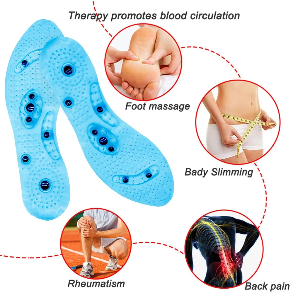 Semelles intérieures de Massage magnétiques unisexes, coussinets de chaussures d'acupression pour les pieds, thérapie amincissante pour la perte de poids, transparentes