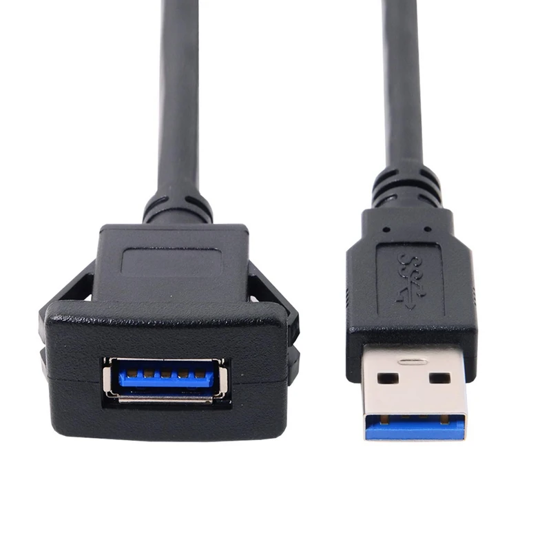 2M 5Gbps Waterproof Embedded USB Extension Adapter 2 USB 3.0 Port Male to Female Car Motorcycle Marine Dashboard Extension Cable