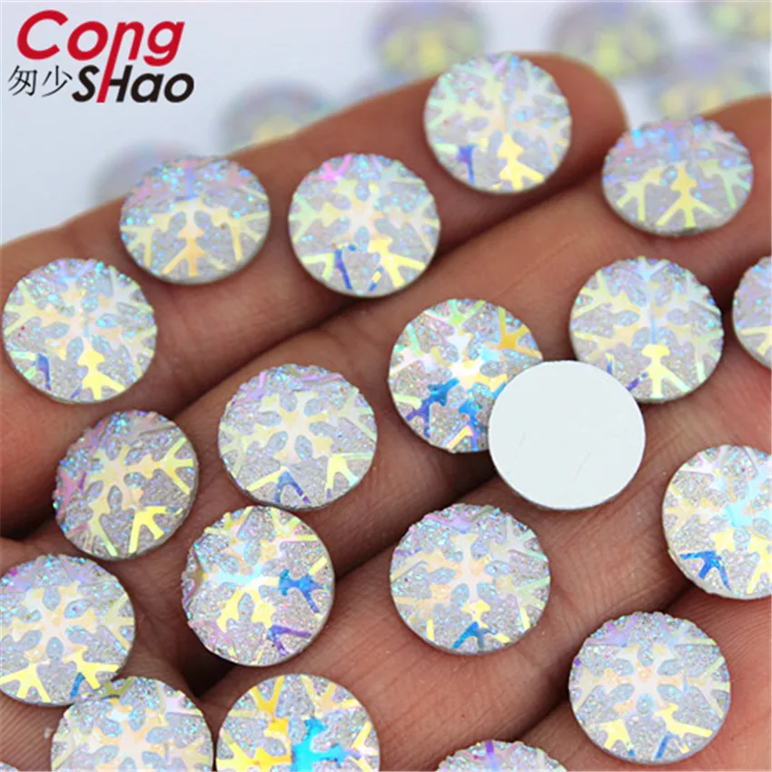 Cong Shao 12/14/16/18/20/25mm pietre rotonde e cristalli AB schiena piatta resina strass Applique perline abito da sposa fai da te WC328