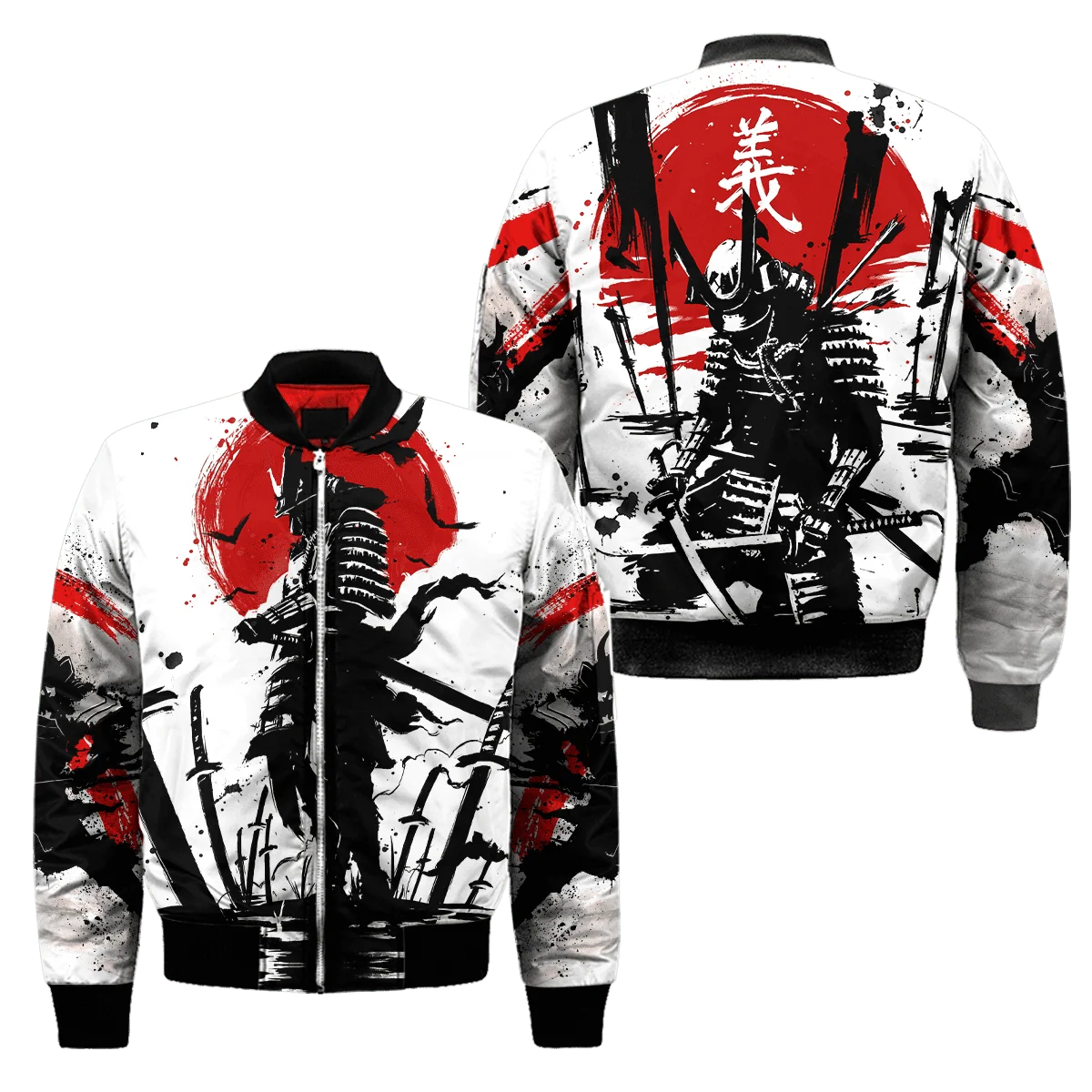 Autumn/Winter Mens Bomber Jacket Samurai Oni Mask Tattoo 3D All over Printed Zip Tracksuits Unisex Casual Zipper Jacket WP22