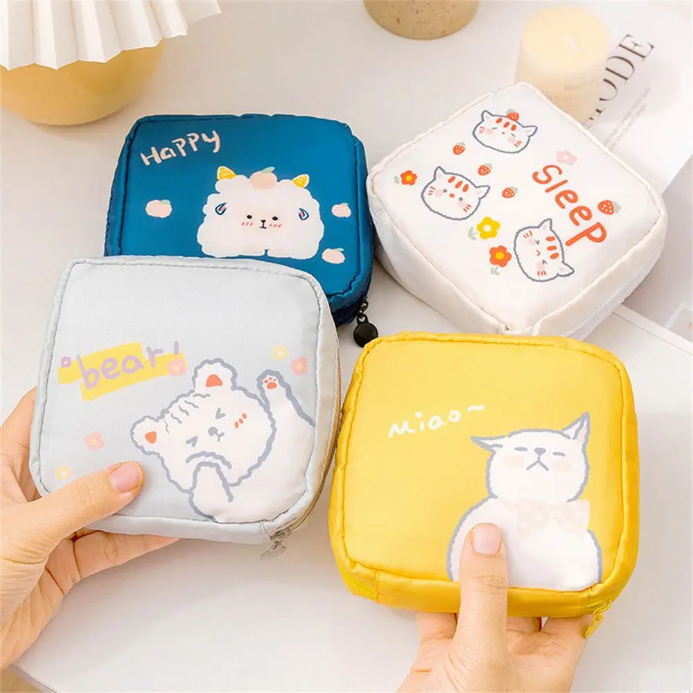 Portable Makeup Bag Kawaii Sanitary Pads Bag Cosmetic Bags Coin Purse Napkin Pouch