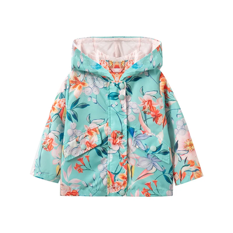 Spring Flowers European Children\'s Clothing From 2 To 7 Years Princess Toddler Girl Windbreaker Baby Coat Kids Hooded Jacket