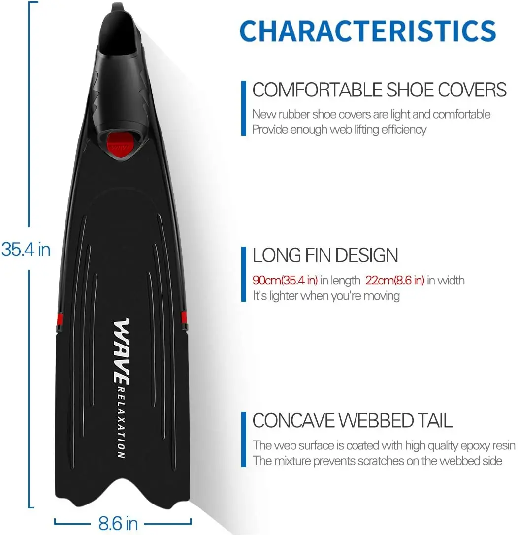 Profissional Freediving Fins Flippers, PP TPR Scuba, esportes aquáticos antiderrapantes, snorkel, Long Diving Fin, novo