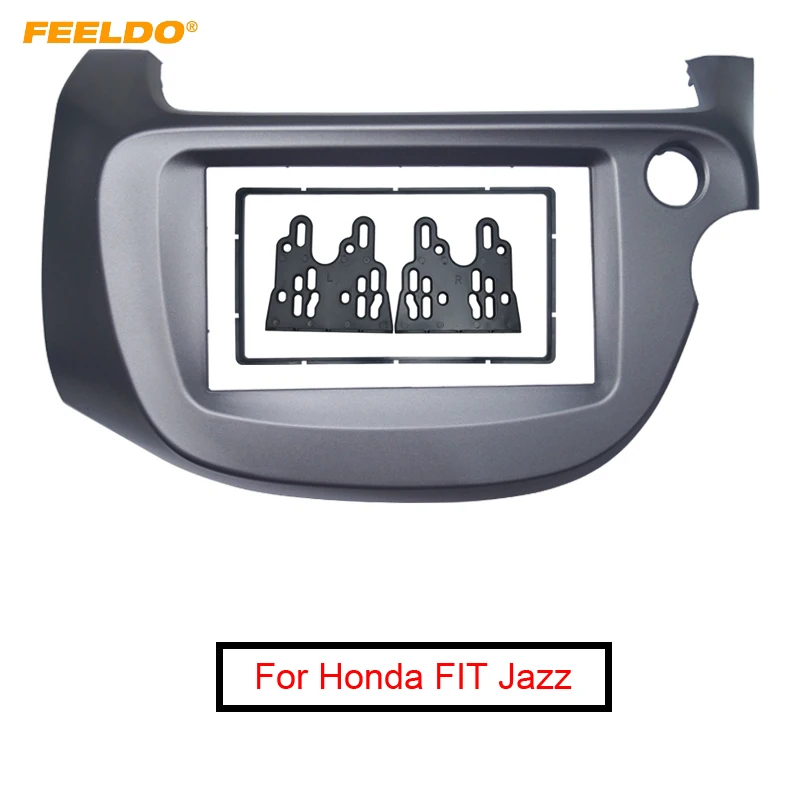 

FEELDO Car 2DIN Audio Radio Panel Fascia Frame for Honda FIT Jazz (RHD)2008-2013 Stereo CD/DVD Face Plate Frame kit #AM4395