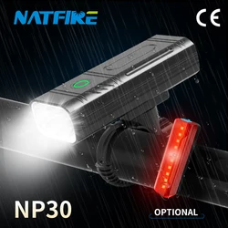 NATFIRE NP30 LED Light Bike Front Headlight 10 Hours Runtime with USB Rechargeable Bicycle Taillight Lantern IPX5 Waterproof