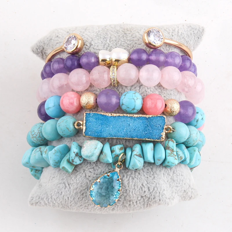 

RH Fashion Boho Jewelry Accessory Multi 6pc Stack Bracelet & Bangle Sets For Women Gift