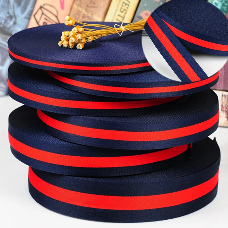 5M Red White Blue Orange Green Webbing Strap10mm-30mm width Webbing Tape Lace Ribbon Gift Wrapping Decoration DIY Medals Strap