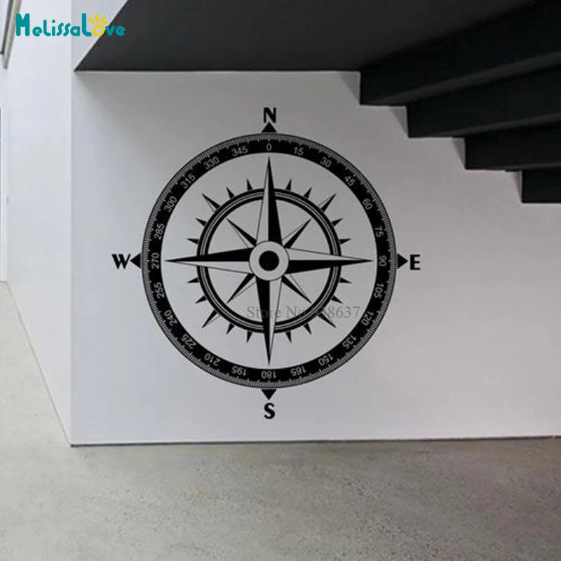 Compass Rose Wall Decal Vintage Nautical Vinyl Sticker Art For Office Nursery Living Room North South West East Murals BD306