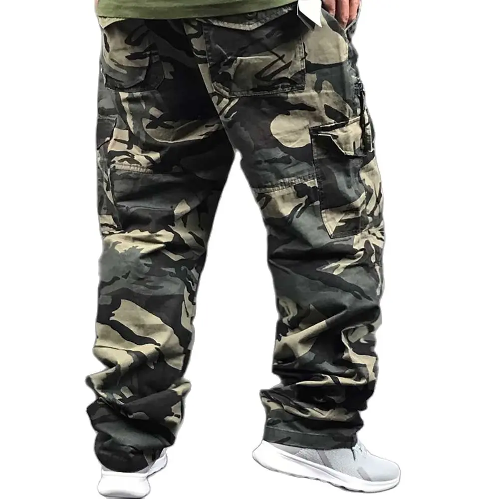 Camouflage Cargo Pants Men Casual Pants Loose Baggy Trousers Pockets Pants Tactical Army Style Straight Pants Man Clothing