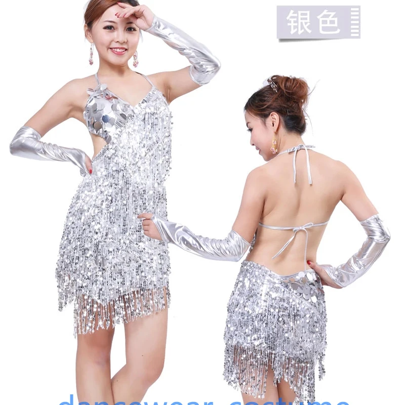 

Women Sequin Fringe Tassel Dance Dress Skirt for Ladies Strap Ballroom Latin Tango Modern Jazz Rumba Salsa Dancing Skirt 9Colors