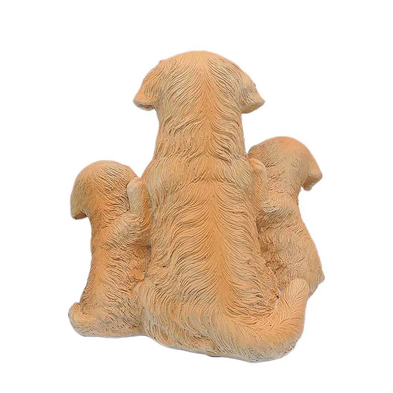 Golden Retriever Welcome Sign Statue Mother Dog and Two Puppies Garden Figurine Resin Crafts for Indoor and Outdoor Decoration