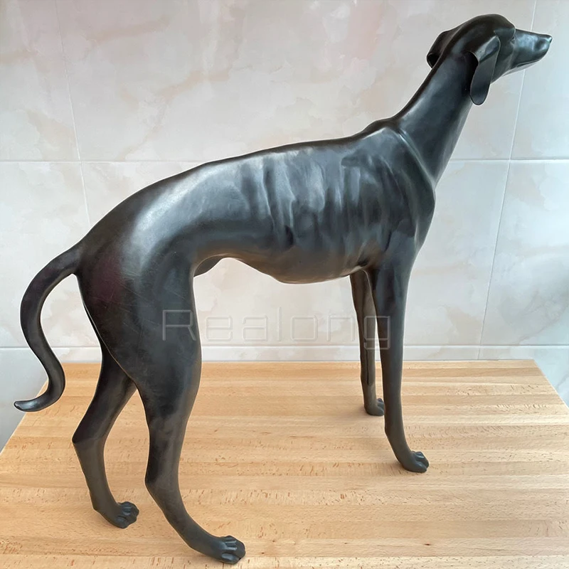 80cm Bronze Dog Statue Large Bronze Greyhound Dog Sculpture Bronze Casting Art Animal Statues For Home Garden Decoration Gifts