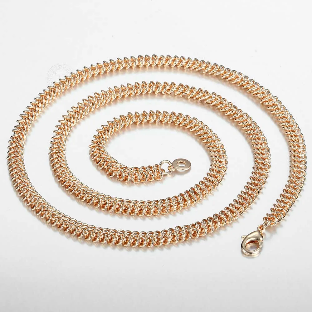 Fashion Jewelry Men Womens 585 Rose Gold Color Swirl Rope Chain Necklace Party Wedding Long 50cm 60cm CN30